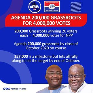 Patriotic Gents Agenda 200,000 Grassroots for 400,000 Votes