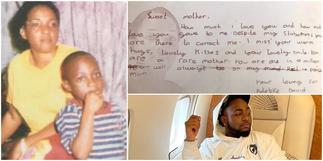 Davido shares note he wrote mum after she passed while he was little