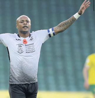 Andre Ayew reacts after Swansea win over Barnsley