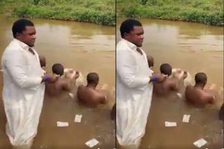Prophet seen spraying money on young men in river for