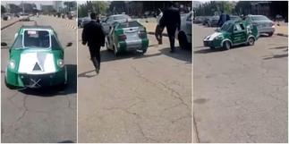 Man manufactures beautiful car, video shows minister cruising the whip