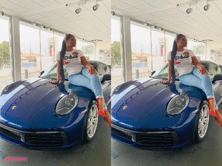 Sandra Ankobiah Sends Social Media Into Meltdown As She Takes Delivery Of 2021 Porsche 911 Carrera Costing $99,200