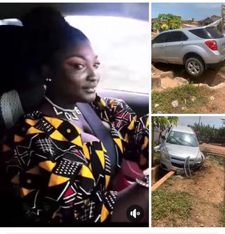 Newly wedded Abena Moet survives ghastly accident; video and photos from the accident drops » GhBasecom™