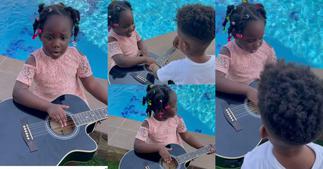 Jidula: Stonebwoy's Daughter Plays Guitar And Sings For Her Brother Janam; Video Warms Hearts ▷ Ghana news