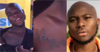 Diehard fan of King Promise tattoo's his name on his body, flaunts it in video ▷ Ghana news