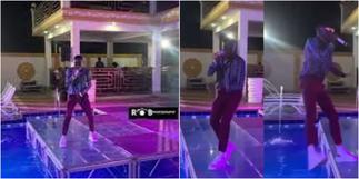 Scary moment Ghanaian artist Kay Pro almost drowns after he fell into a swimming while performing » GhBasecom™