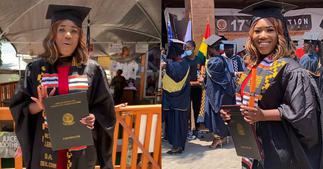Victoria Lebene: Nkonkonsa's Wife Bags Bachelors Degree From AUCC; Shares Photo & Video ▷ Ghana news
