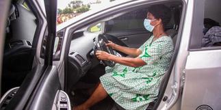 Ablakwa gifts hardworking midwife at Battor Catholic Hospital new car