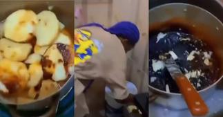 'Wife material' girlfriend burns yam she was cooking for her lover; tries hiding it ▷ Ghana news