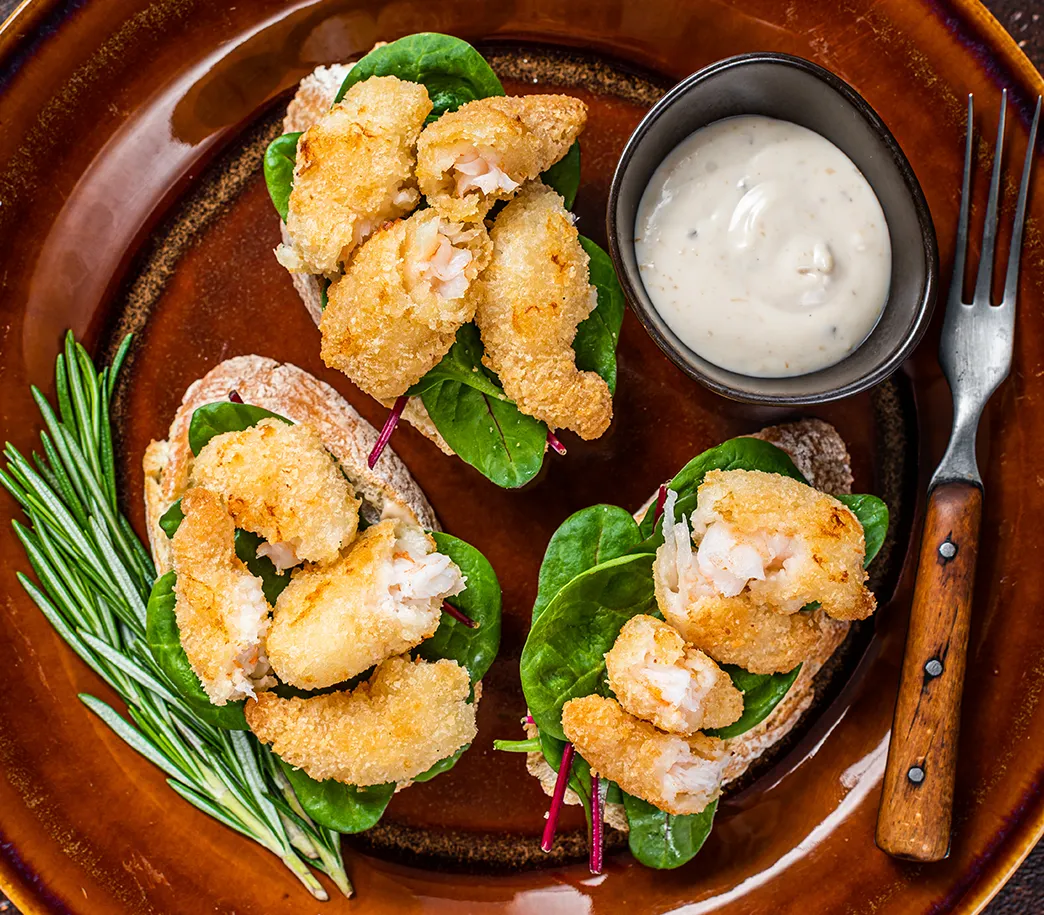 Camarones roca con salsa tártara