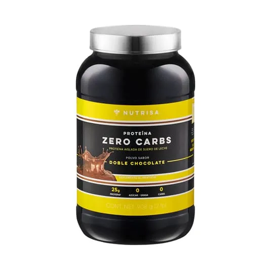 Proteína aislada Nutrisa zero carbs suero de leche sabor doble chocolate 908 g