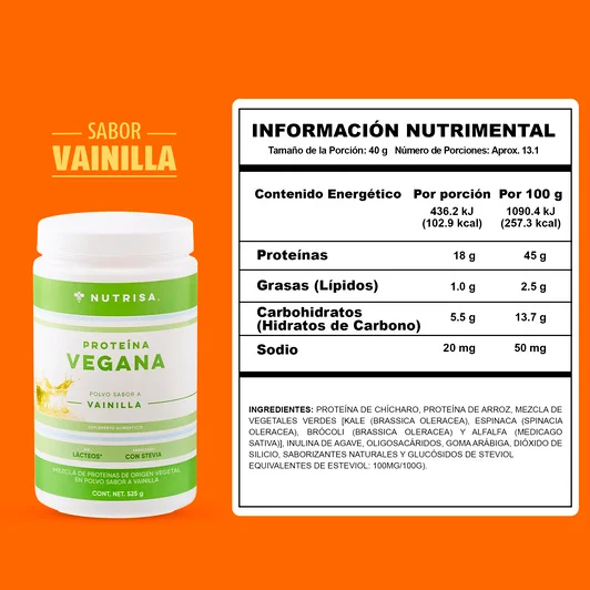 Proteína vegana Nutrisa sabor vainilla 525 g
