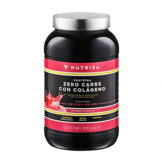 Proteína zero carbs Nutrisa suero de leche sabor frutos rojos 908 g