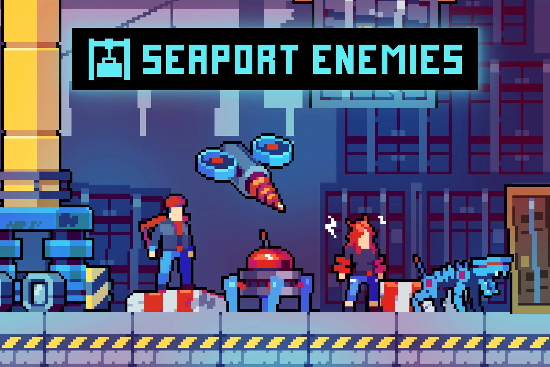 Free Pixel Enemies Character Pack for Seaport Location: Cyberpunk Foes for Indie Devs