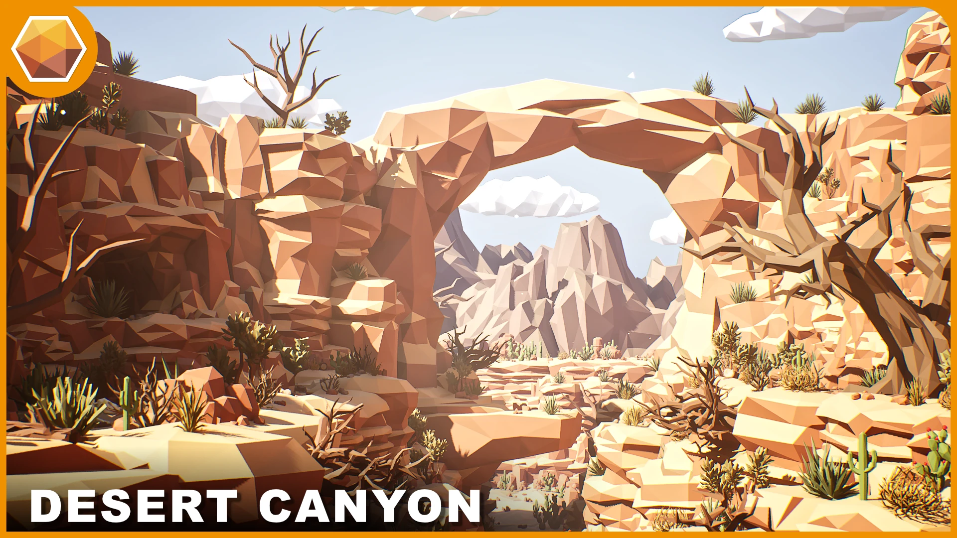 Desert Canyon - Polyart Environment: Explore a vast stylized desert filled with towering cliffs and winding paths