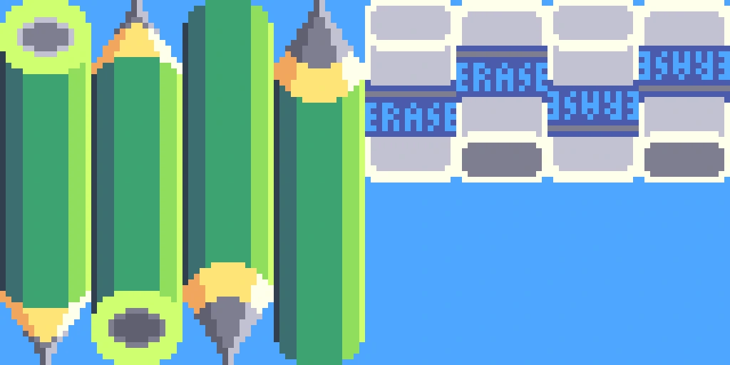 Pencil and Eraser: Essential School Supplies in Pixel Perfection
