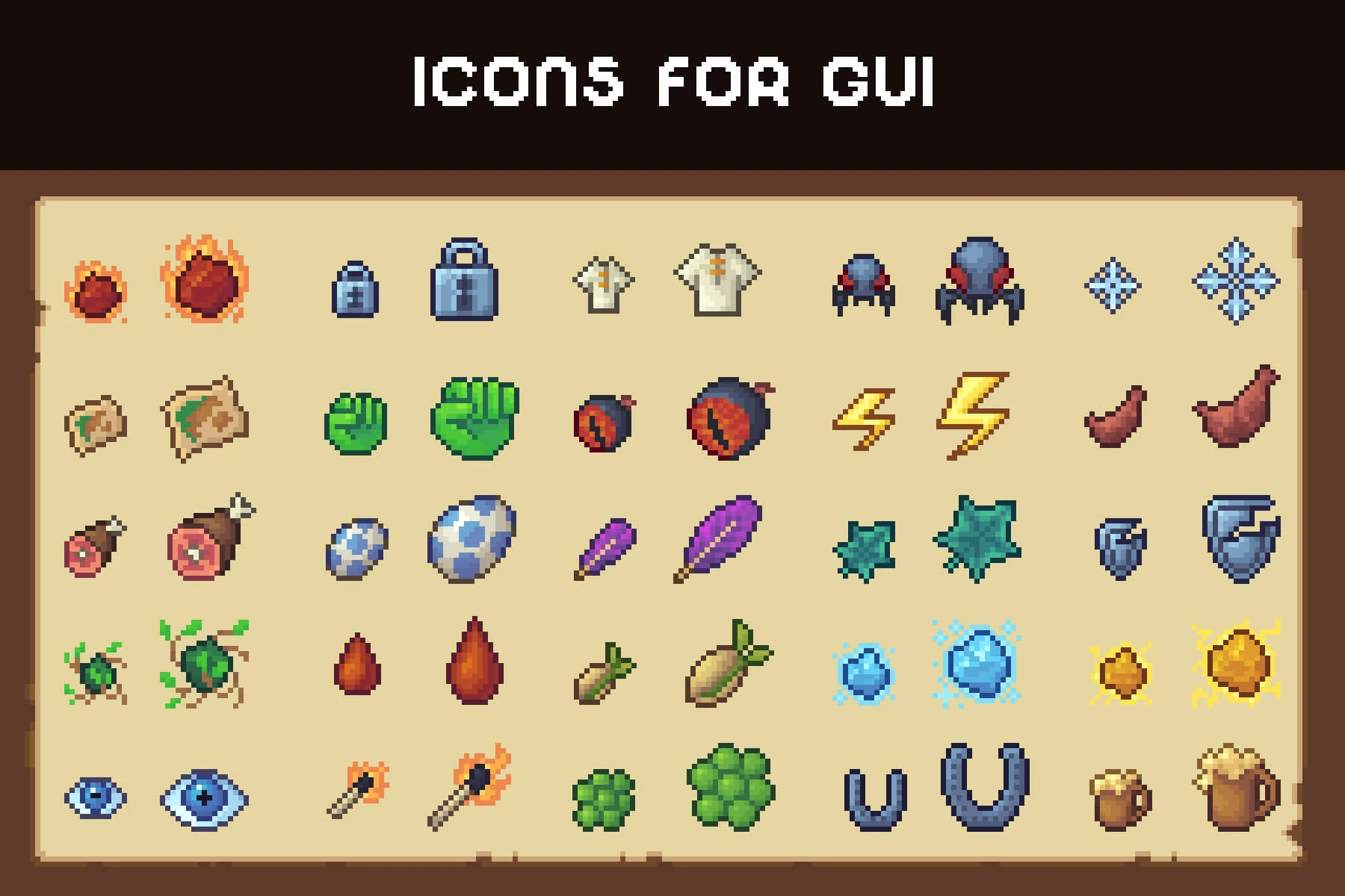 Free Basic Pixel Art Fantasy Icons 16x16 for UI: Tiny Treasures for Retro RPG Interfaces