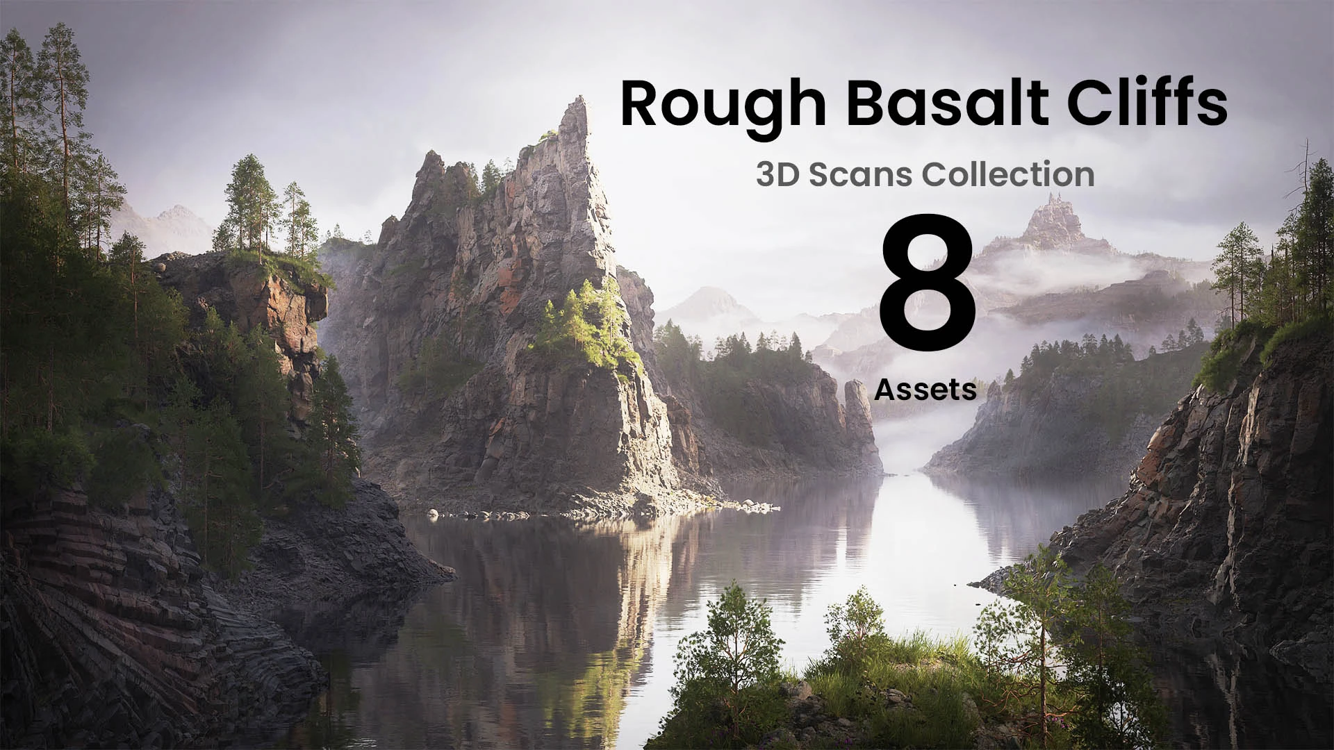 Rough Basalt Cliffs Pack: Authentic Icelandic Volcanic Scans