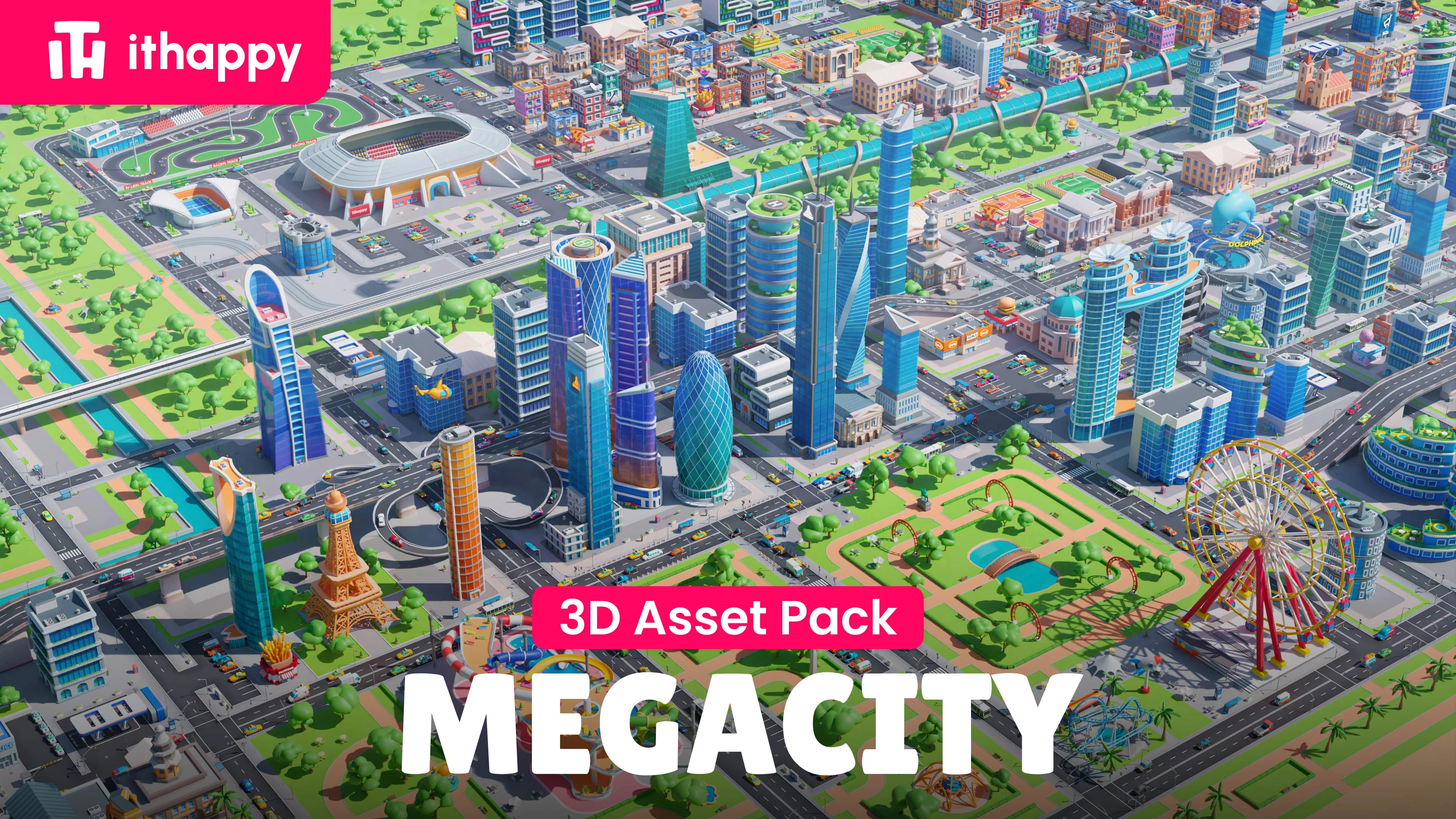 Megacity - Low Poly 3D Models Pack: Build Your Dream Metropolis with 358 Modular Assets