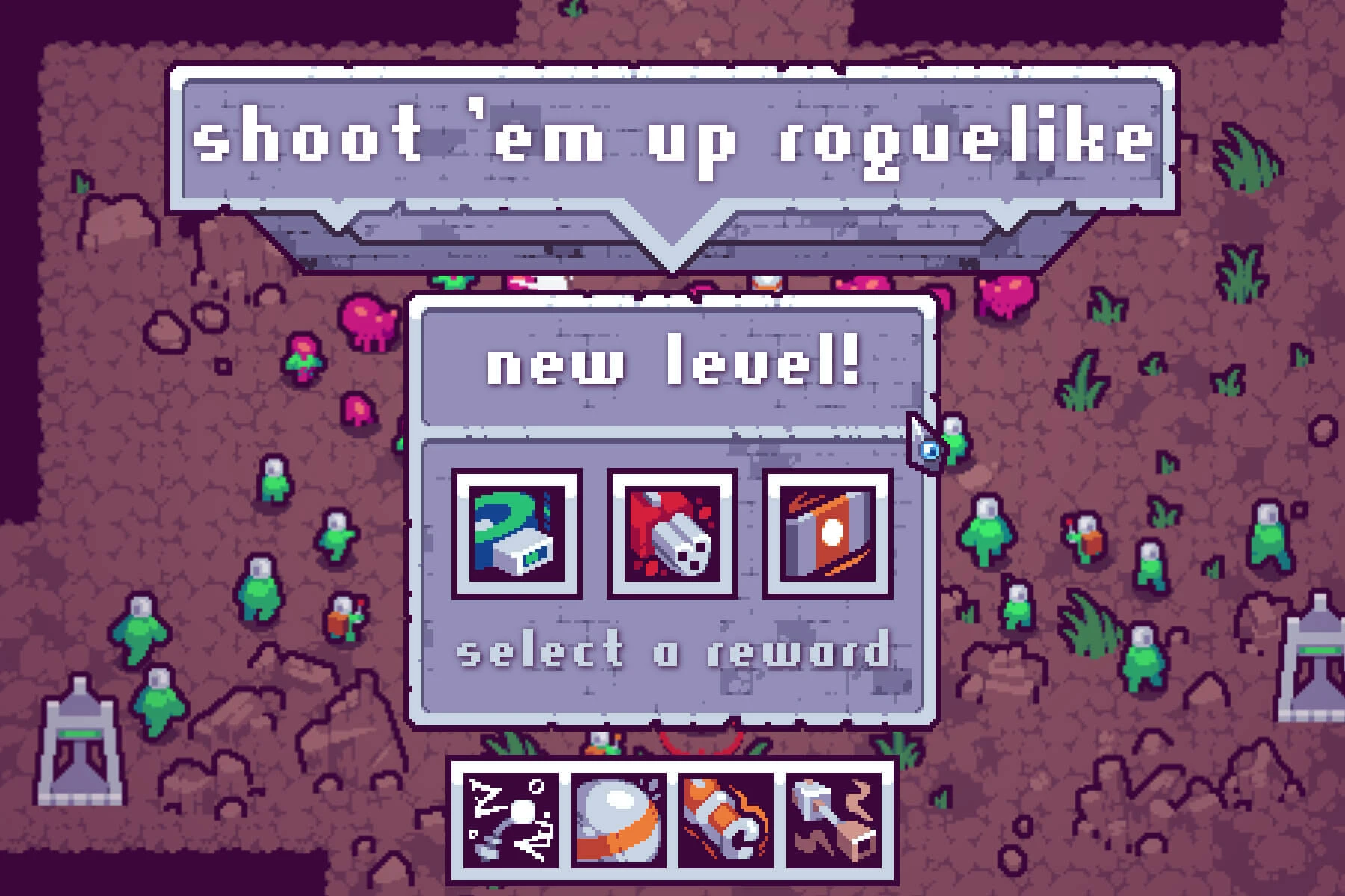 Free Roguelike Shoot 'em up Pixel Art Game Kit: Blast Through Indie Robot Battles