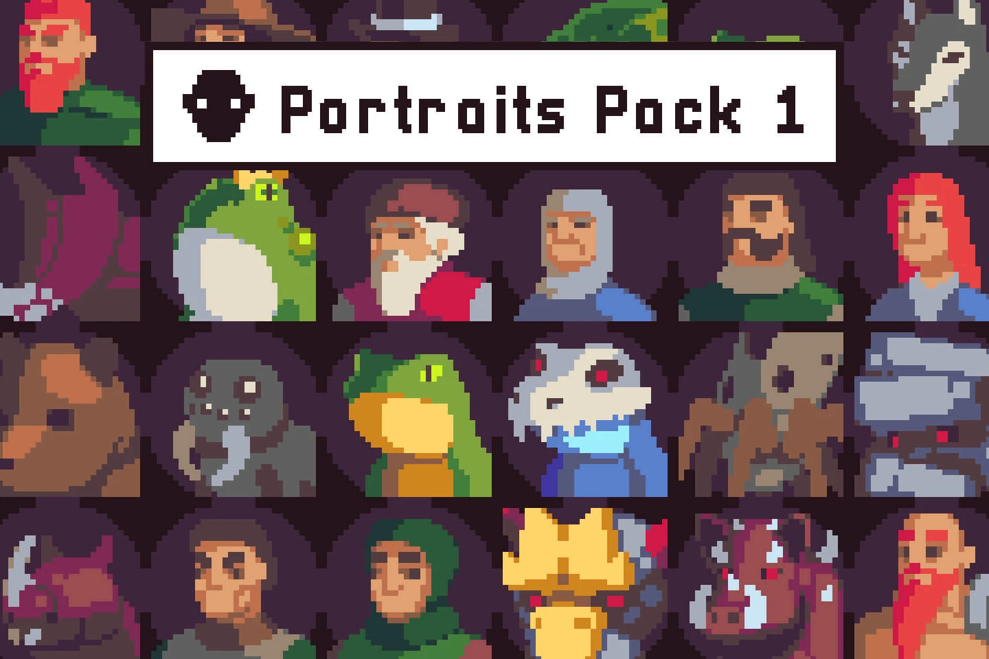 Free 39 Portraits Pixel Art Assets Pack: Diverse Human Faces for Platformers
