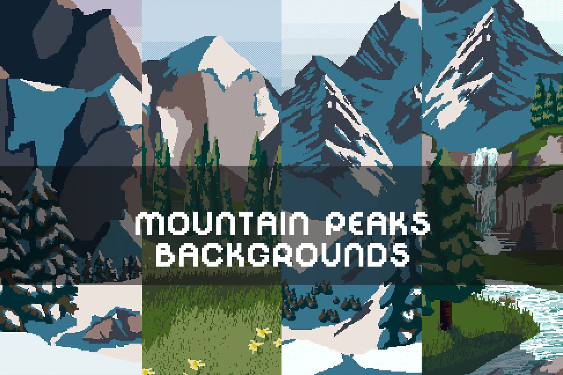 Free Mountain Peak Pixel Art Backgrounds: Scale Indie Heights with Majestic Vistas