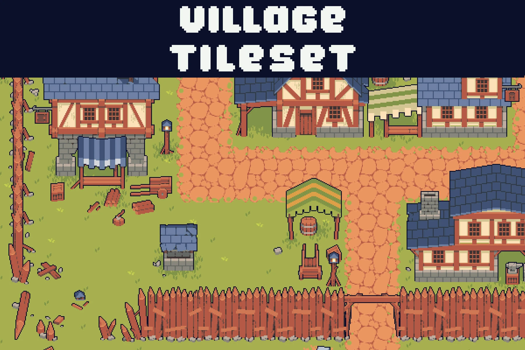 Free Village Pixel Tileset for Top-Down Defense: Build Your Ultimate RPG Fortress in Retro Style