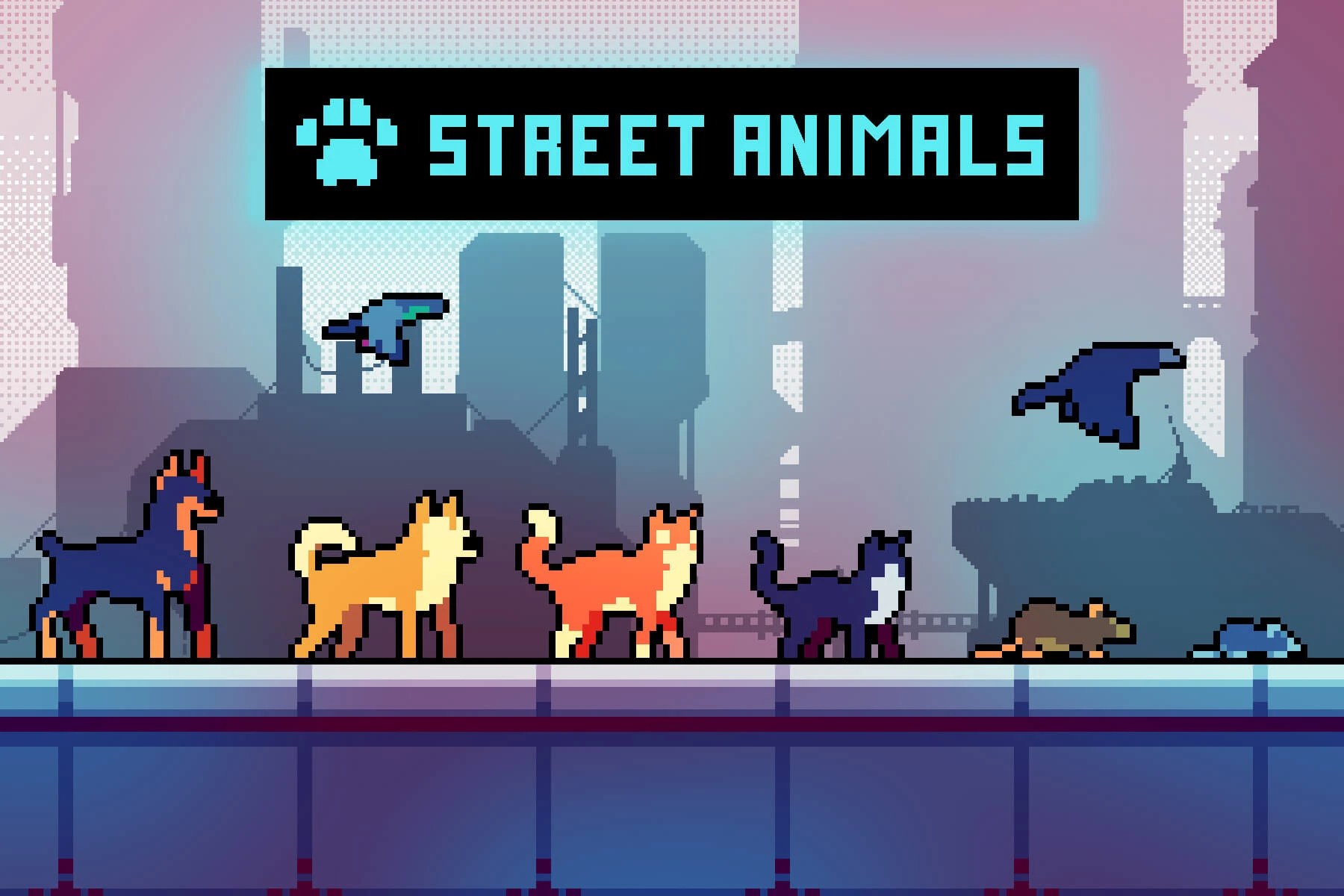 Free Street Animal Pixel Art Asset Pack: Retro Sci-Fi Critters for Cyberpunk Adventures