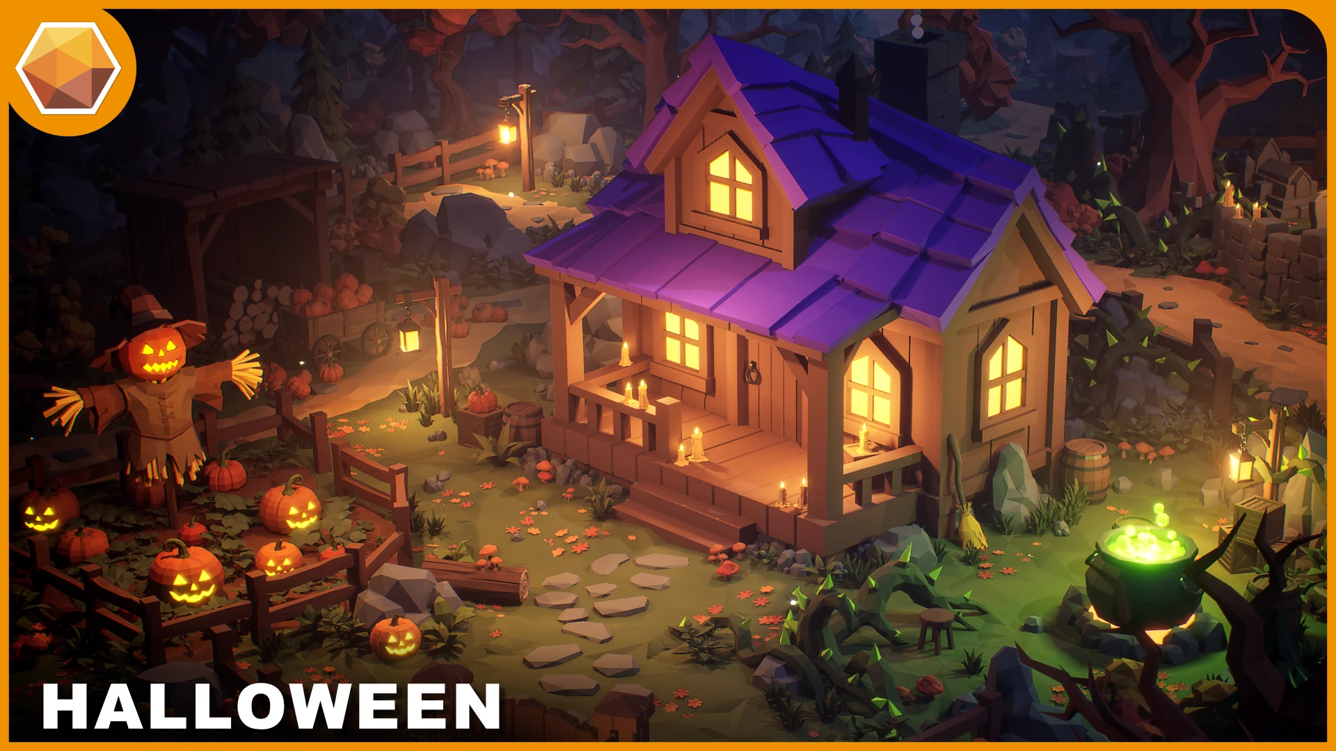 Halloween - Polyart Environment: Build a magical, spooky woodland scene with day and night lighting