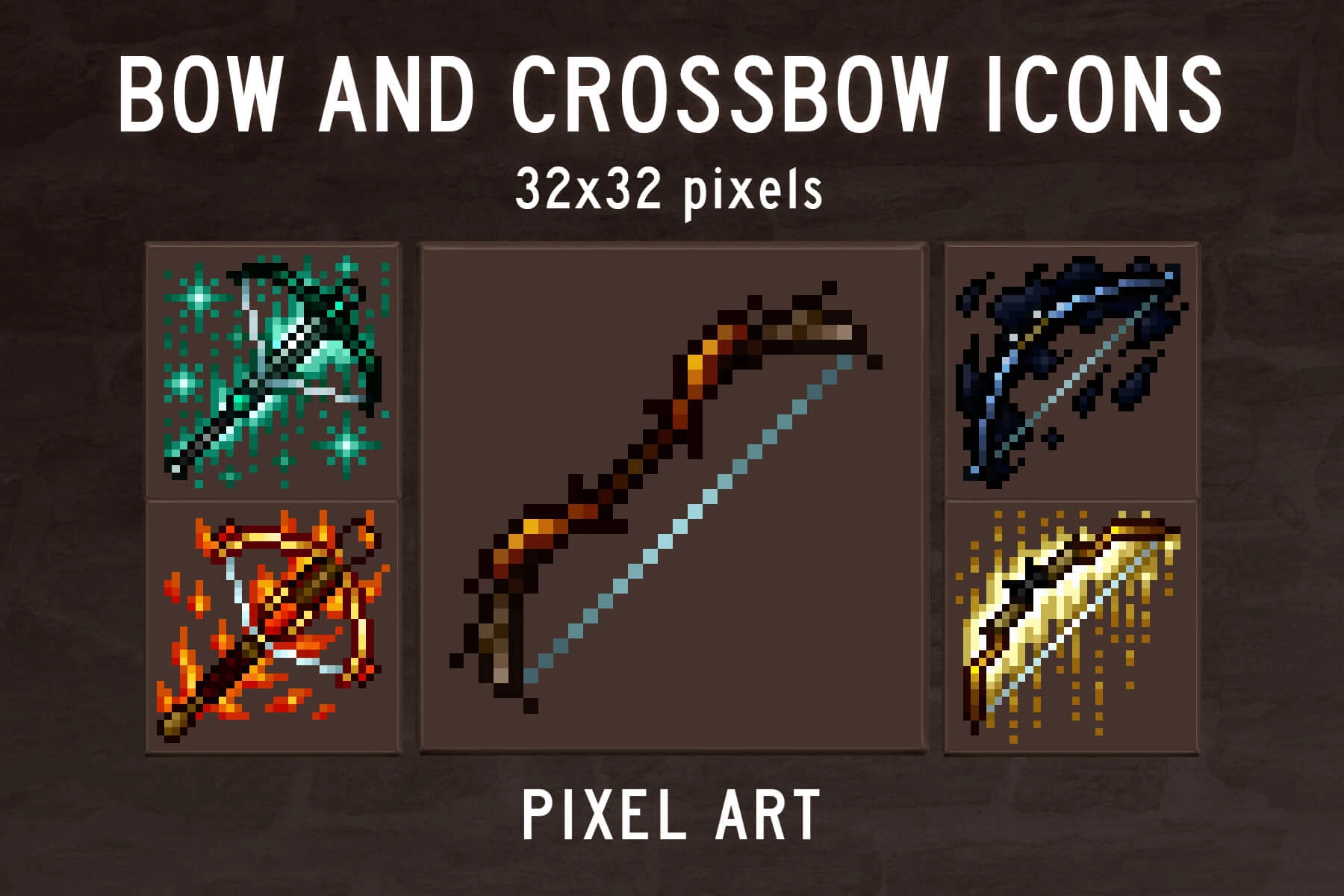 Free Bow and Crossbow Pixel Art Icons Download: Equip Your Medieval Fantasy RPG With Retro Archer Weapons
