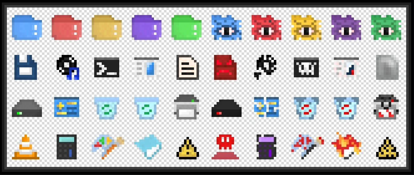 2D Pixel Art Retro OS & Horror Icon Pack | Pixo: Nostalgic Desktop Chills in Colorful Retro Pixels