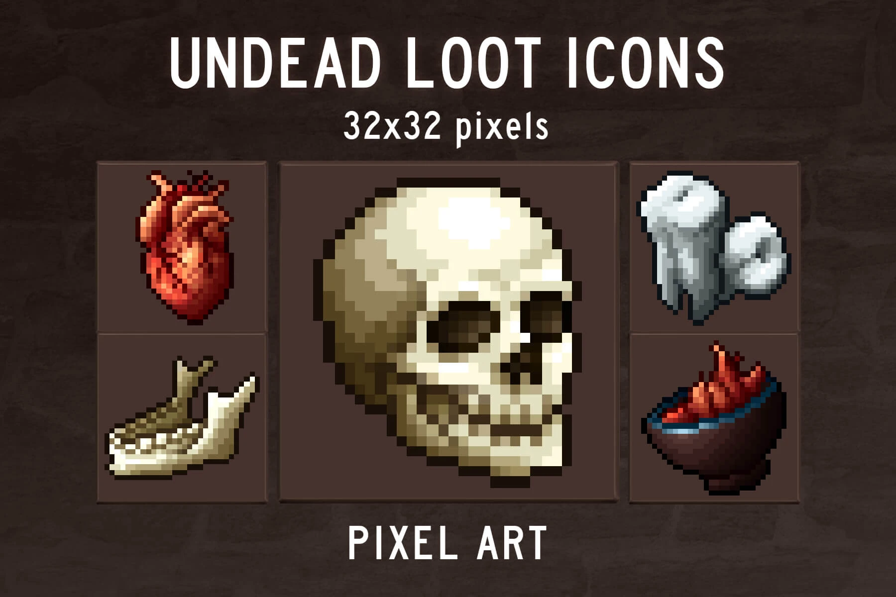 Free Undead Loot Pixel Art Icons Download: Grim Treasures for Your 32x32 Fantasy RPG