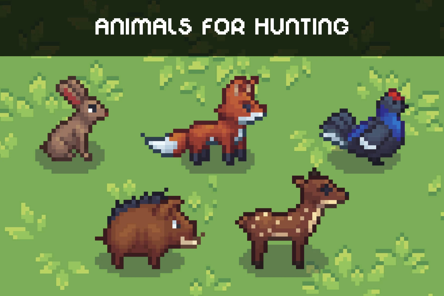 Free Top-Down Hunt Animals Pixel Sprite Pack: Pixel-Perfect Wildlife for Your Indie Adventure