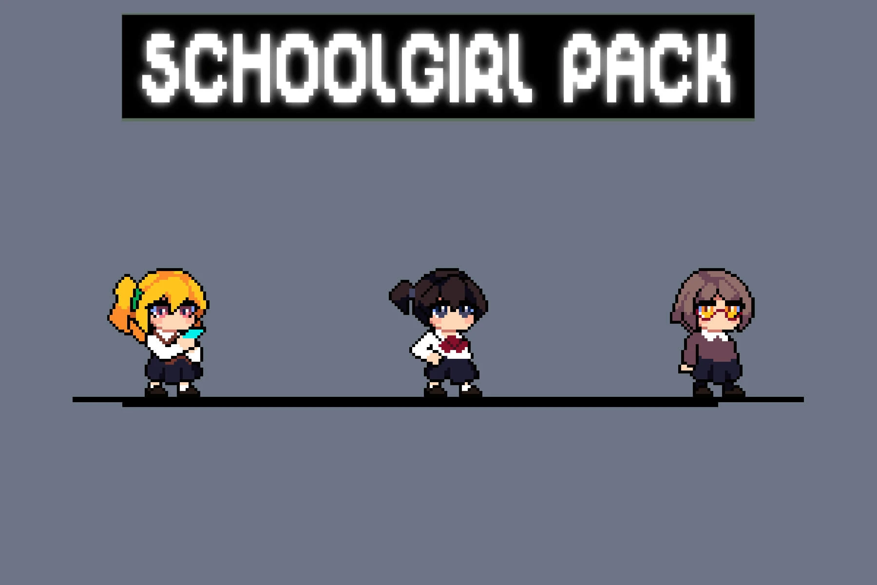 Free Tiny Schoolgirl Pixel Art Sprite Pack: Adorable Retro Students for Indie Games