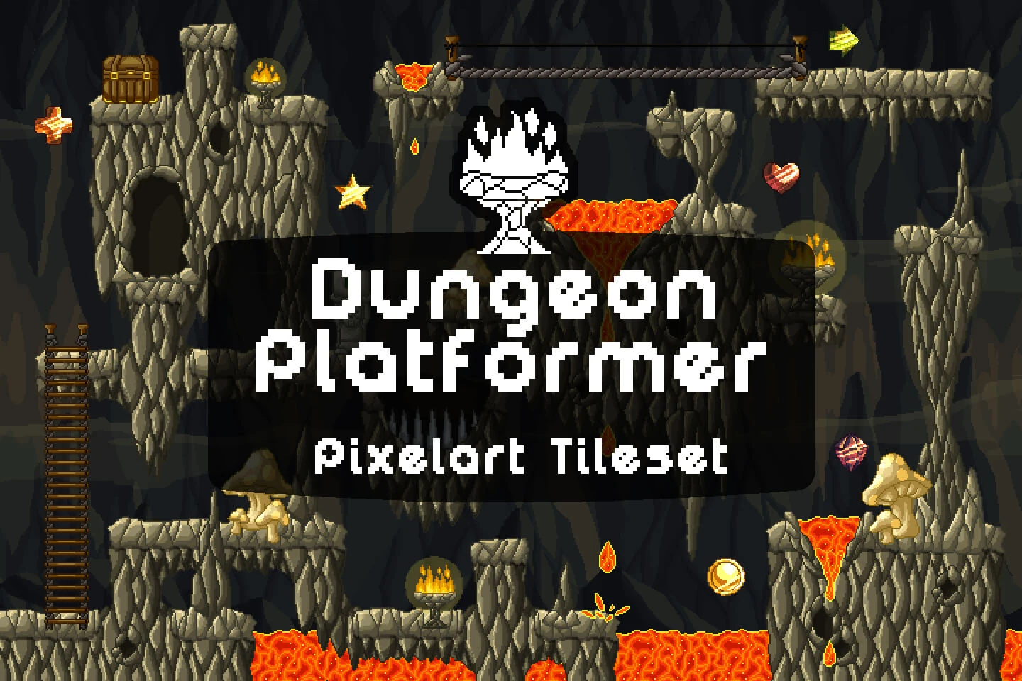 Free Dungeon Platformer Pixel Art Tileset: 64x64 Medieval Stage Essentials for Your Next Epic Game