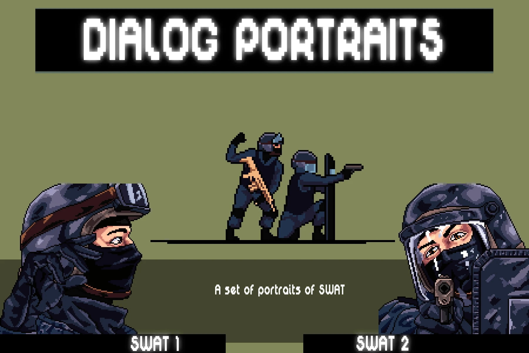 Free SWAT Dialog Portraits for Pixel Games: Tactical Pixel Art Faces for Indie Devs