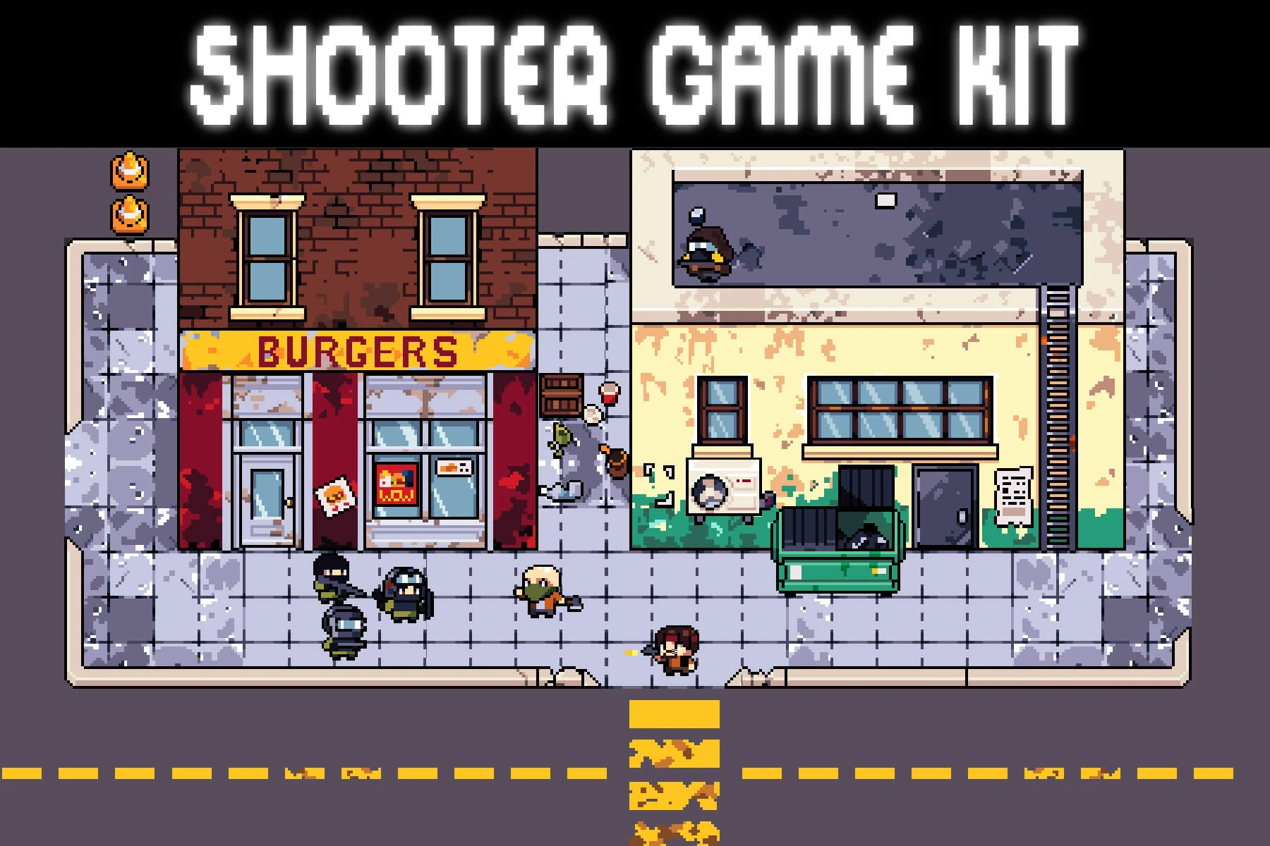 Free Urban Shooter Top-Down Pixel Art Mini Game Kit: Tiny Assets for Epic Indie Shootouts