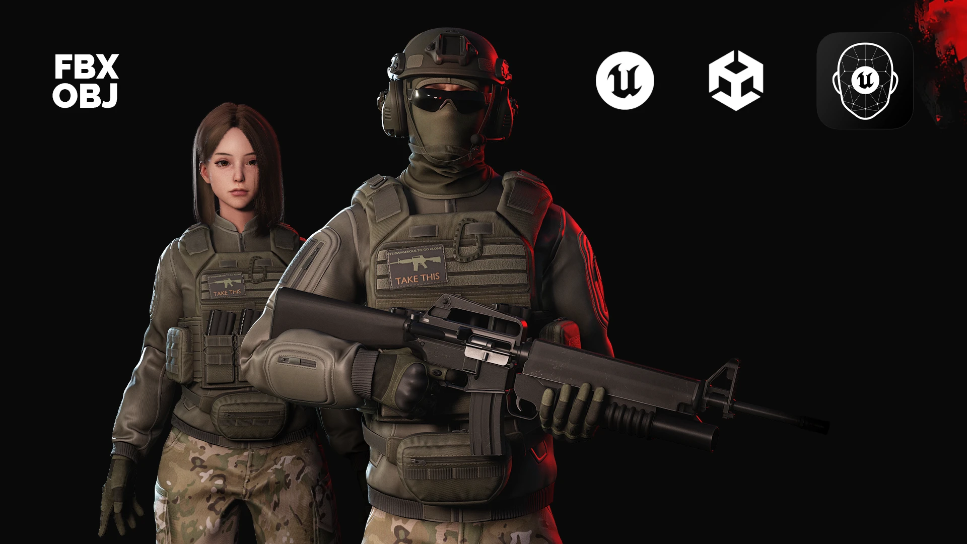 Assault - Rapid Fire Military Character: Fully Modular Male and Female Combat Assets for Unreal Engine