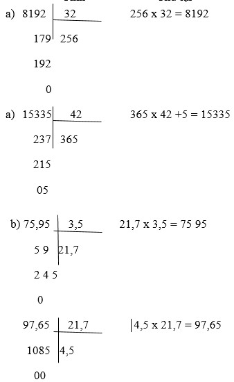 Toán lớp 5: Phép chia (Trang 163, 164)