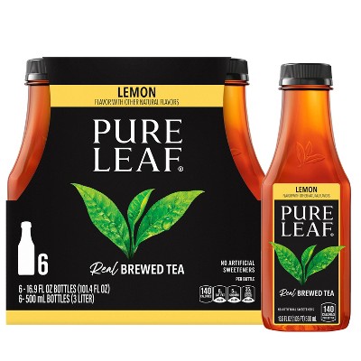 Pure Leaf Lemon Iced Tea - 6pk/16.9oz Bottles: Caffeinated