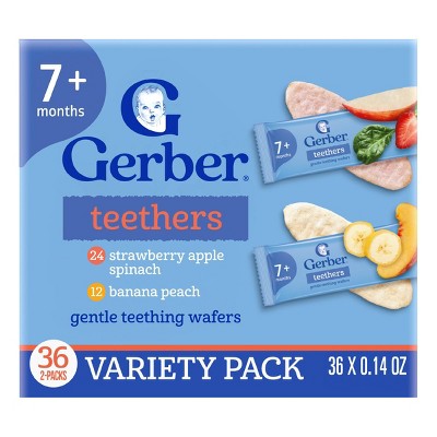 Gerber Baby Teething Crackers Variety Pack - 5.04oz/36pk: 7 Months and Up, Gluten-Free, Non-GMO, Ready to Eat