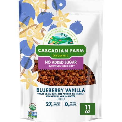 Cascadian Farm Organic Blueberry Vanilla Granola - 11oz: Low Sodium, No Added Sugar
