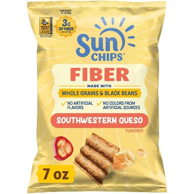 SunChips Fiber Southwestern Queso - 7oz: No Artificial Preservatives, No Artificial Flavors, Whole Grain