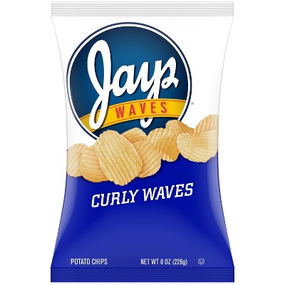Jays Waves Curly Waves Potato Chips - 8oz: Gluten-Free, No Artificial Preservatives, Vegan