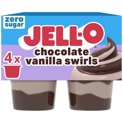 Jell-O Chocolate Vanilla Swirls Sugar Free Pudding Cups Snack - 14.5oz/4ct