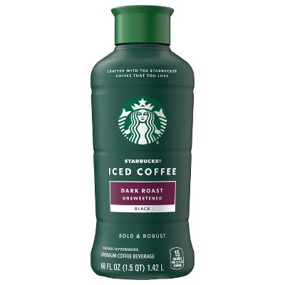 Starbucks Unsweetened Dark Roast Iced Coffee - 48 fl oz: Arabica Beans