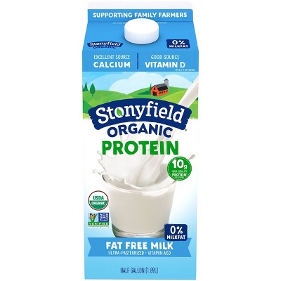Stonyfield Organic Skim Milk - 0.5gal: USDA Grade A, No Added Antibiotics