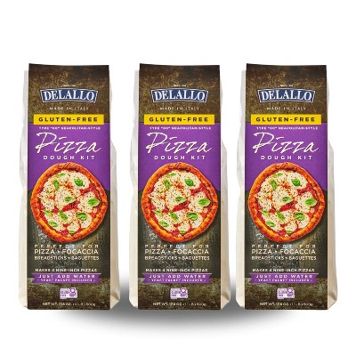 DeLallo Gluten-Free Flour Pizza Kit, 17.6 oz Bag, (3 Pack)