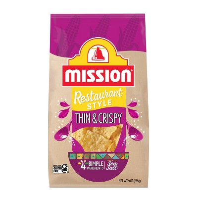 Mission Thin & Crispy Yellow Corn Tortilla Chips - 9oz: Gluten-Free, Mild Spice