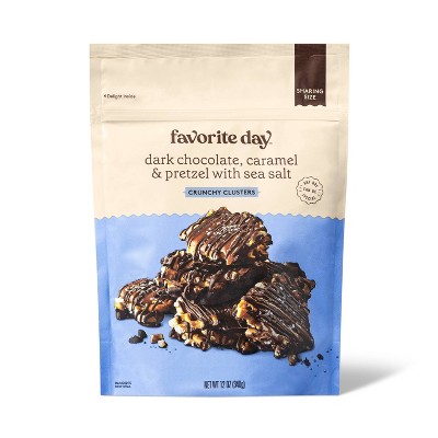 Dark Chocolate, Caramel, Pretzel with Sea Salt Crunchy Clusters Candy Sharing Size - 12oz - Favorite Day™